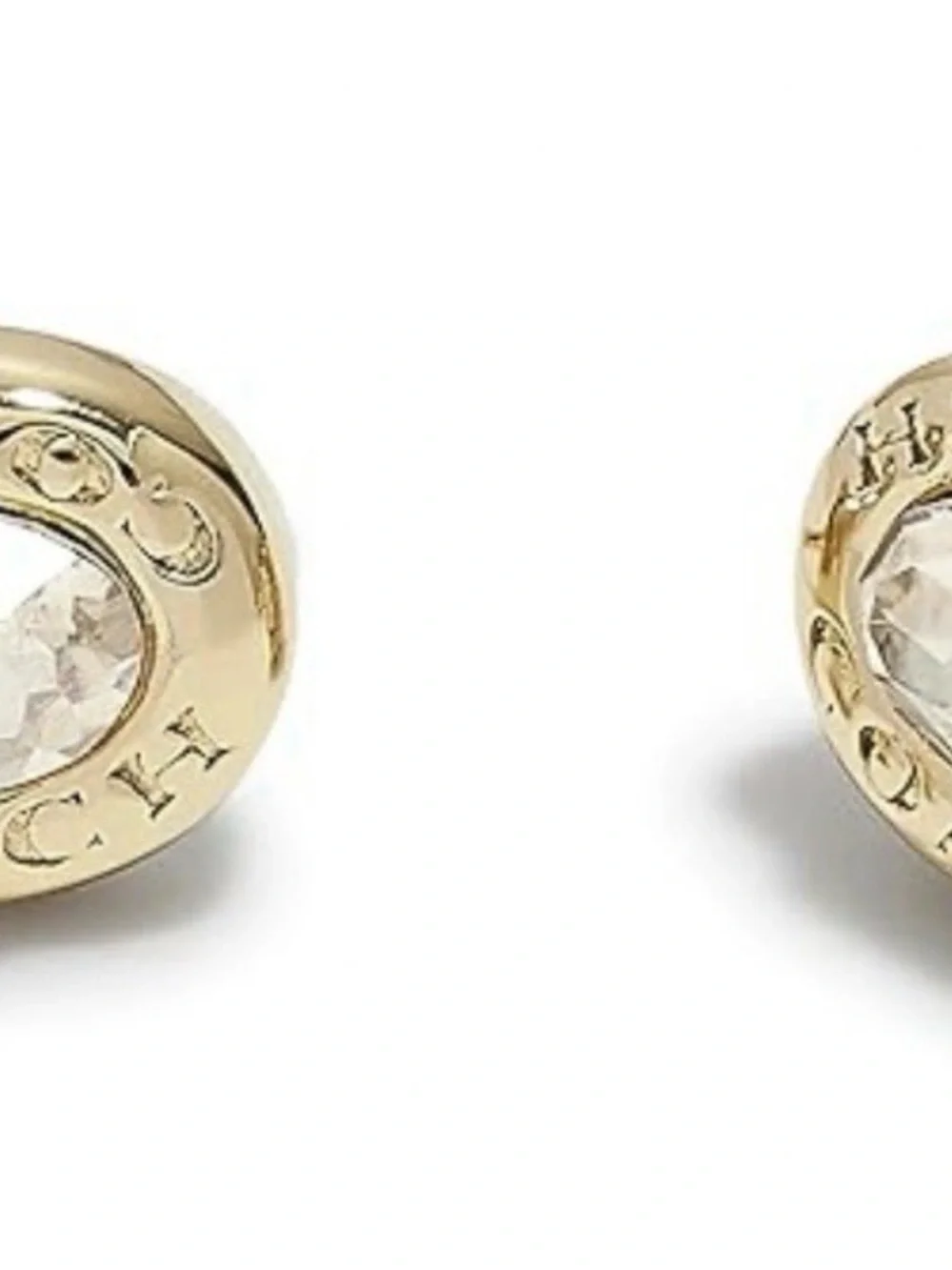 Coach Gold-Tone Crystal Logo Stud Earrings